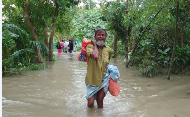 মেঘনার পানি বিপৎসীমার ওপরে, উপকূলীয় অঞ্চল প্লাবিত