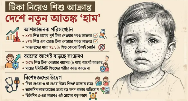 টিকা নিয়েও ১১ শতাংশ শিশু হামে আক্রান্ত: নতুন গবেষণার তাগিদ
